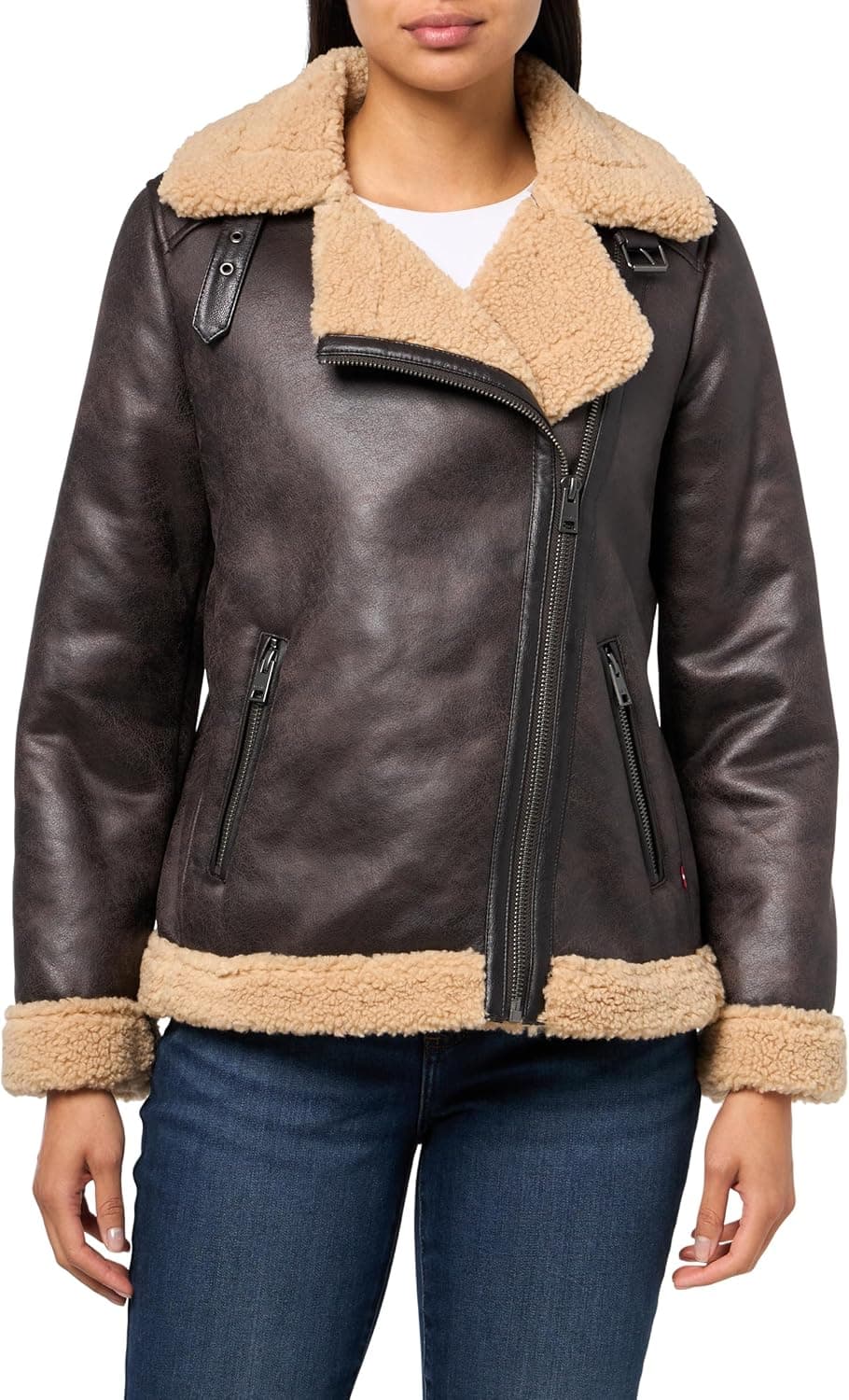Cozy Levi's Faux Shearling Moto Jacket - 51% Off