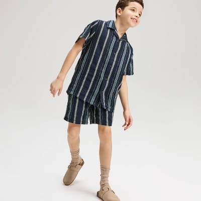 Boys' Striped Linen Blend Pull-On Shorts - Cat & Jack™ Blue S