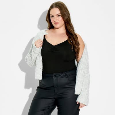 Women's Ruched ButterBliss V-Neck Cami - Wild Fable™ Black 2X