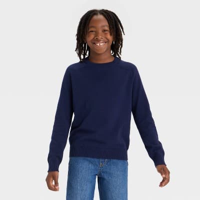 Boys' Solid Pullover Sweater - Cat & Jack™ Navy XL