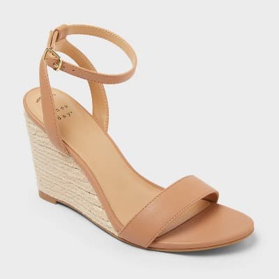 Women’s Tish Almond Toe Wedge Heels - A New Day™ Sand 11