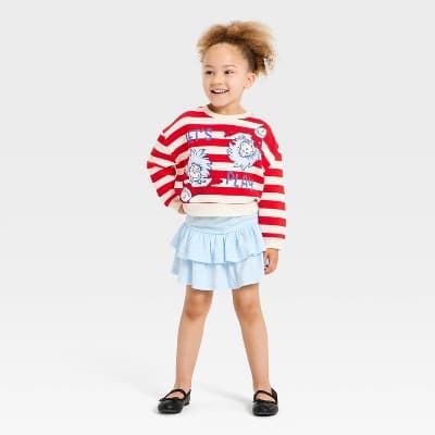 Toddler Girls' 2pc Dr. Seuss Thing 1 Thing 2 Sweatshirt & Skirt Set - Red 3T