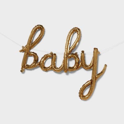"baby" Script Foil Balloon Banner Gold - Spritz™