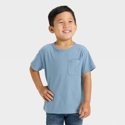 Toddler Boys' Short Sleeve Relaxed T-Shirt - Cat & Jack™ Dusty Blue 2T