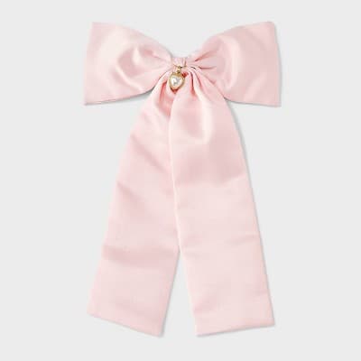 Girls' Satin Heart Charm Bow - art class™ Pink