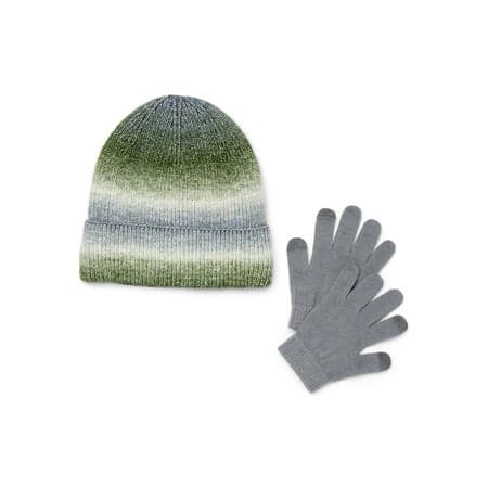 Wonder Nation Boys Spacedye Knit Beanie Hat and Tech Gloves Set, 2-Piece,male,age group 4-16 year