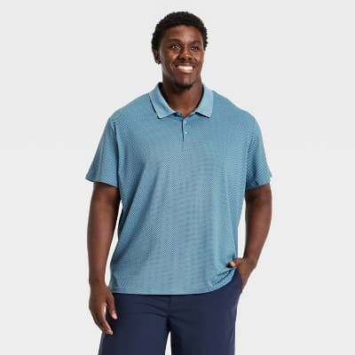 Men's Big Short Sleeve Textured Polo Shirt - All In Motion™ Assorted Blues 3XL