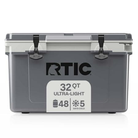 RTIC 32 QT Hard-Sided Ice Chest Cooler, Ultra-Light, Fits 48 Cans, Grey