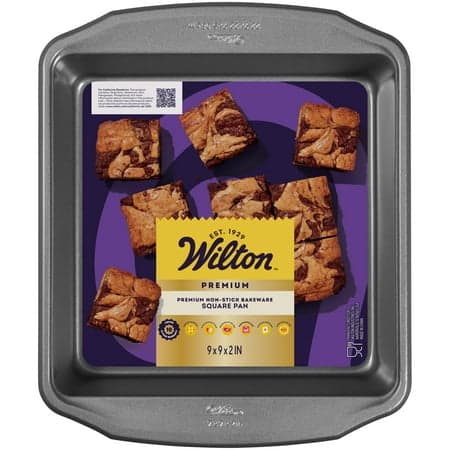 Wilton Premium 9X9 Non-Stick Steel Square Cake Baking Pan Brownies Cornbread, Packaging May Vary