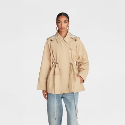 KBB by KAHLANA Women's 'The Cinched Anorak Jacket' - Tan L