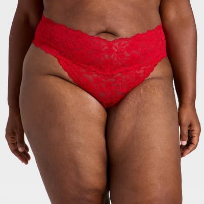 Women's All Over Lace Thong Underwear- Auden™ Red 1X