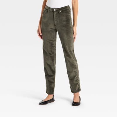 Women's Everyday High-Rise Straight Velvet Pants - Universal Thread™ Gray 8