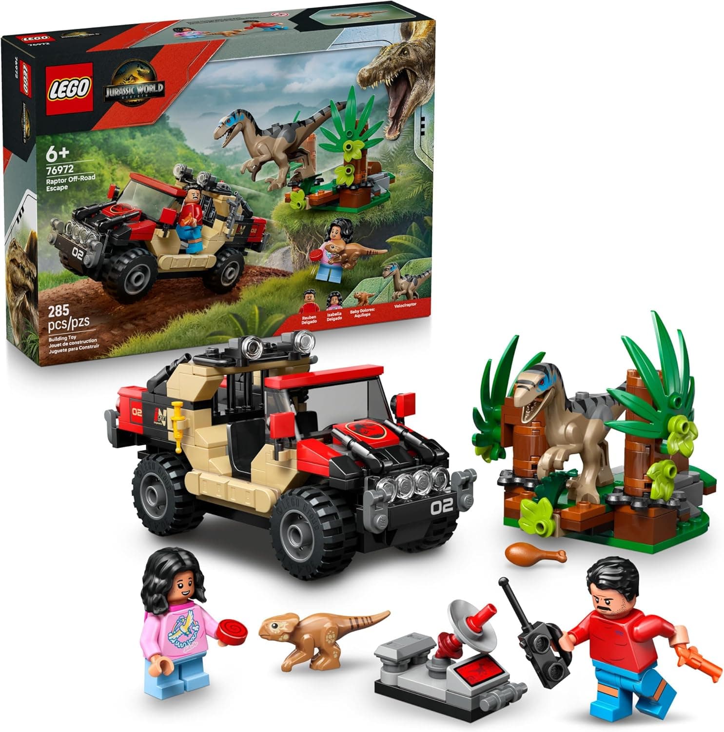 Explore the Jurassic World with the LEGO Raptor Off-Road Escape