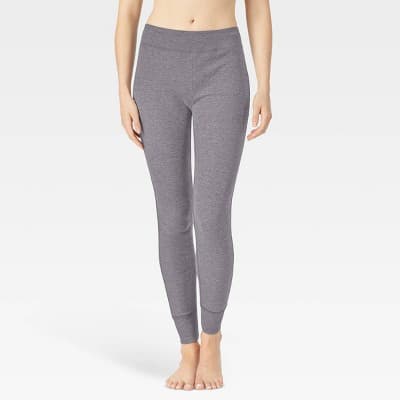 Warm Essentials by Cuddl Duds Women's Waffle Thermal Leggings - Graphite Heather L