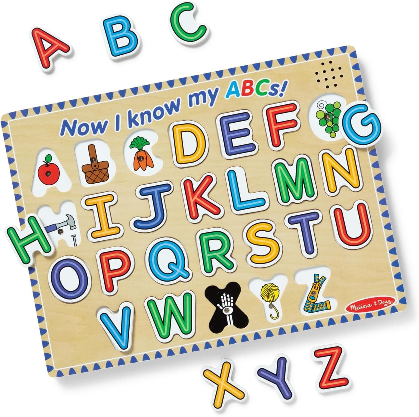 Melissa & Doug Wooden Alphabet Puzzle with Sound Effects