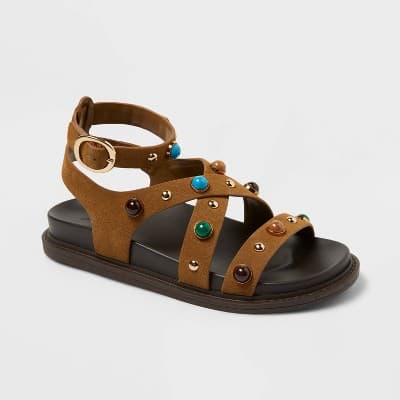 Women’s Manya Western Sandals with Memory Foam Insole - Universal Thread™ Brown 5.5