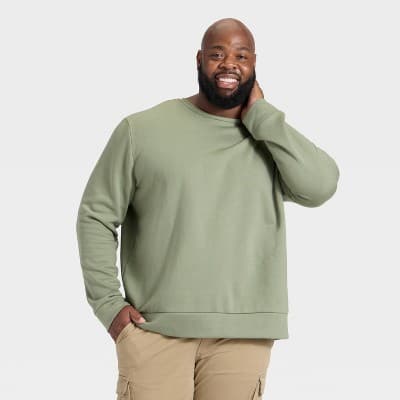 Men's Big & Tall Every Wear Fleece Crewneck Sweatshirt - Goodfellow & Co™ Light Green XXLT