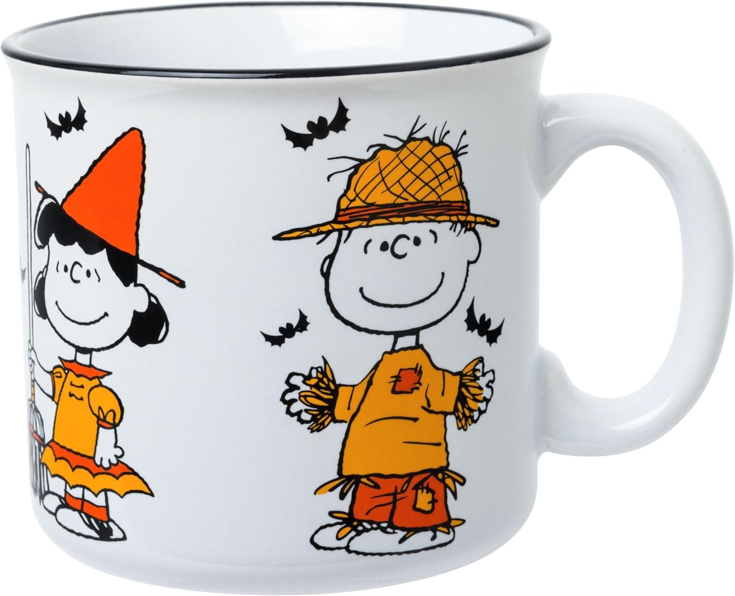 Silver Buffalo Peanuts Halloween Costumes Featuring Charlie Brown, Snoopy, Woodstock, Lucy, and Linus Ceramic Camper Mug, 20 Ounces