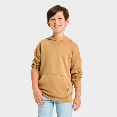 Boys' French Terry Hoodie Sweatshirt - Cat & Jack™ Beige M
