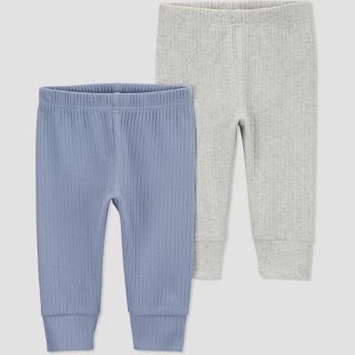 Carter's Just One You® Baby Boys' 2pk Pants - Blue/Gray Newborn: Cotton Blend, Slim Fit, Elastic Waist, Machine Washable