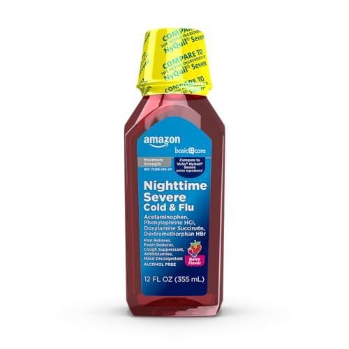 Nighttime Cold & Flu Relief at 55% Off - Amazon Basics
