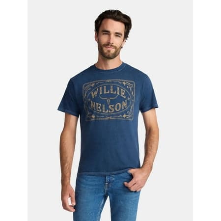 Willie Nelson Men's and Big Men's Graphic Tee with Short Sleeves, Sizes S-3XL