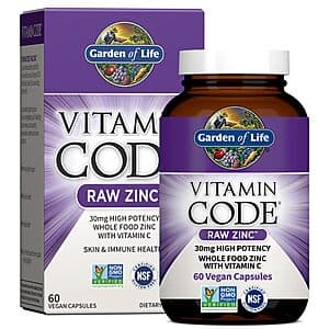 Garden of Life Raw Zinc & Vitamin C Supplements