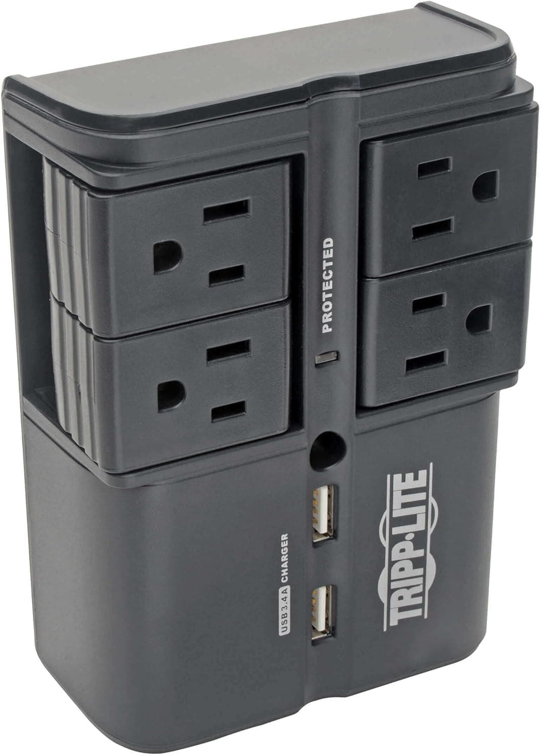 Tripp Lite Surge Protector with 4 Rotatable Outlets and USB Charging