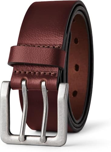 Durable Double Prong Leather Belt by Amazon Essentials