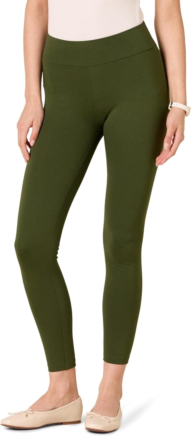 Amazon Essentials Women's Ponte Legging, Skinny Fit, Stretchy (Available in Plus Size), Dark Olive, X-Large
