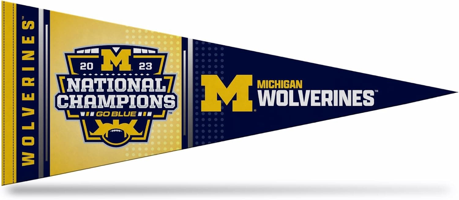 Rico Industries NCAA Michigan Wolverines 2024 CFP National Champions 12" x 30" Felt Wall Décor Pennant - Great for Home/Bed Room/Man Cave Décor