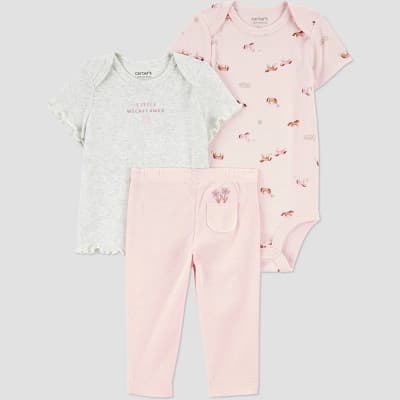 Carter's Just One You® Baby Girls' 3pc Farm Horse Bodysuit Set - Pink Newborn