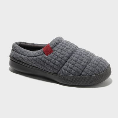 dluxe by dearfoams Men's Julien Clog Slippers - Gray M: Cushioned Insole, Indoor/Outdoor EVA Outsole, Machine Washable