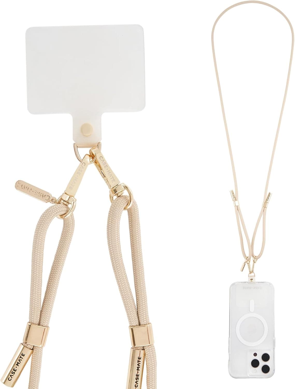 Hands-Free Phone Charm - Beige Rope Lanyard for iPhone & Galaxy