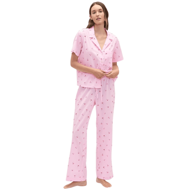 Cotton Cherry-Print PJ Set $7 Shipped