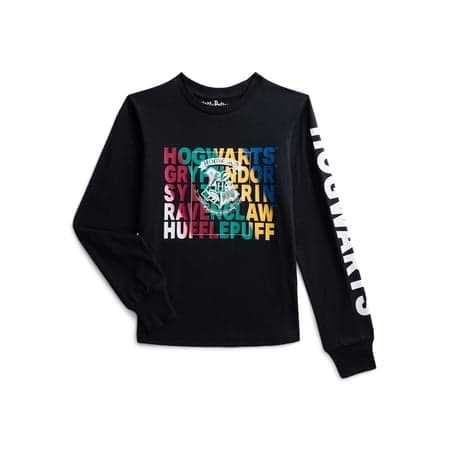 Harry Potter Boys Graphic Tee with Long Sleeves, Sizes XS-2XL