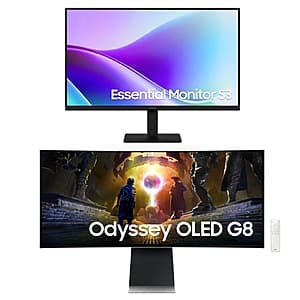 Epic Savings on Samsung Monitors: 34" Odyssey G8 UWQHD OLED 175Hz + 27" S3 FHD 120Hz