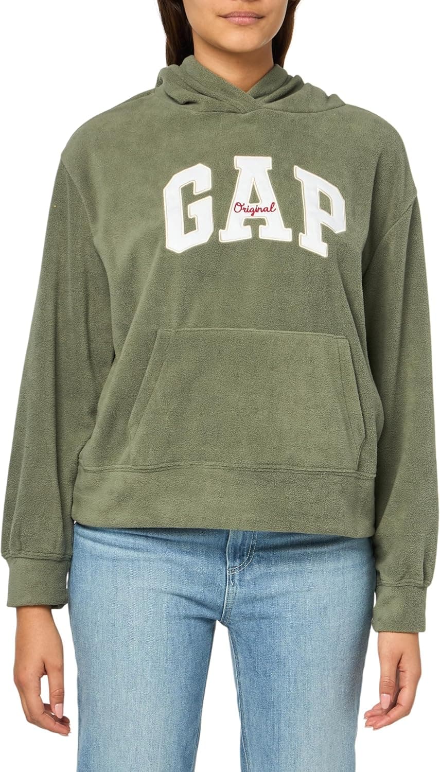 Save 50% on Gap Women's Logo Microfleece Hoodie in Birch XL