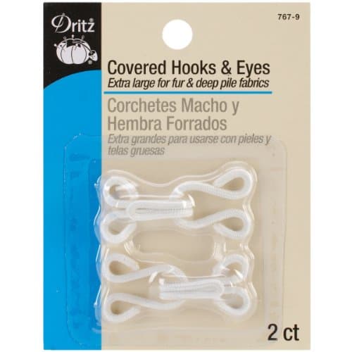 Dritz Covered Hooks & Eyes, Extra Large, 2 Set, White