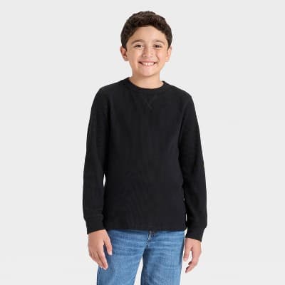 Boys' Long Sleeve Thermal Shirt - Cat & Jack™ Black S