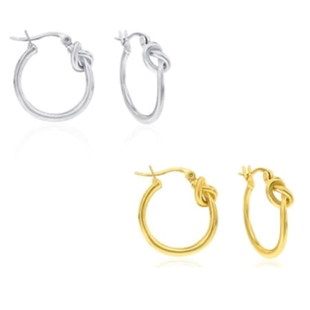 Gem Jewelers: 2 Pairs of Knot Hoop Earrings for $14