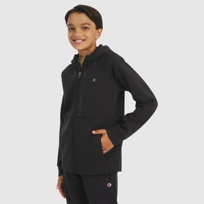 Champion Boys' Double Knit Zip-Up Hoodie - Black M