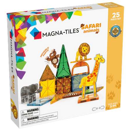 MAGNA-TILES Safari Animals 25-Piece Magnetic Construction Set, The Original Magnetic Building Brand