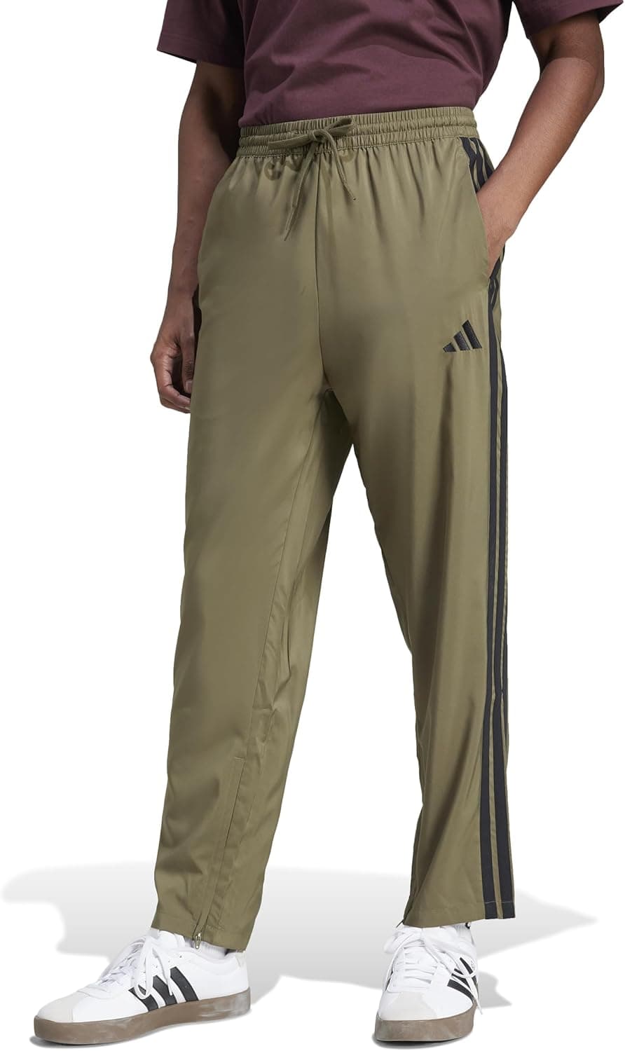 Adidas Men's Essentials 3-Stripes Pants - Olive Strata/Black