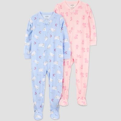 Carter's Just One You® Toddler Girls' 2pk Poly Pigs and Sheep Pajama Set - Pink/Blue 3T