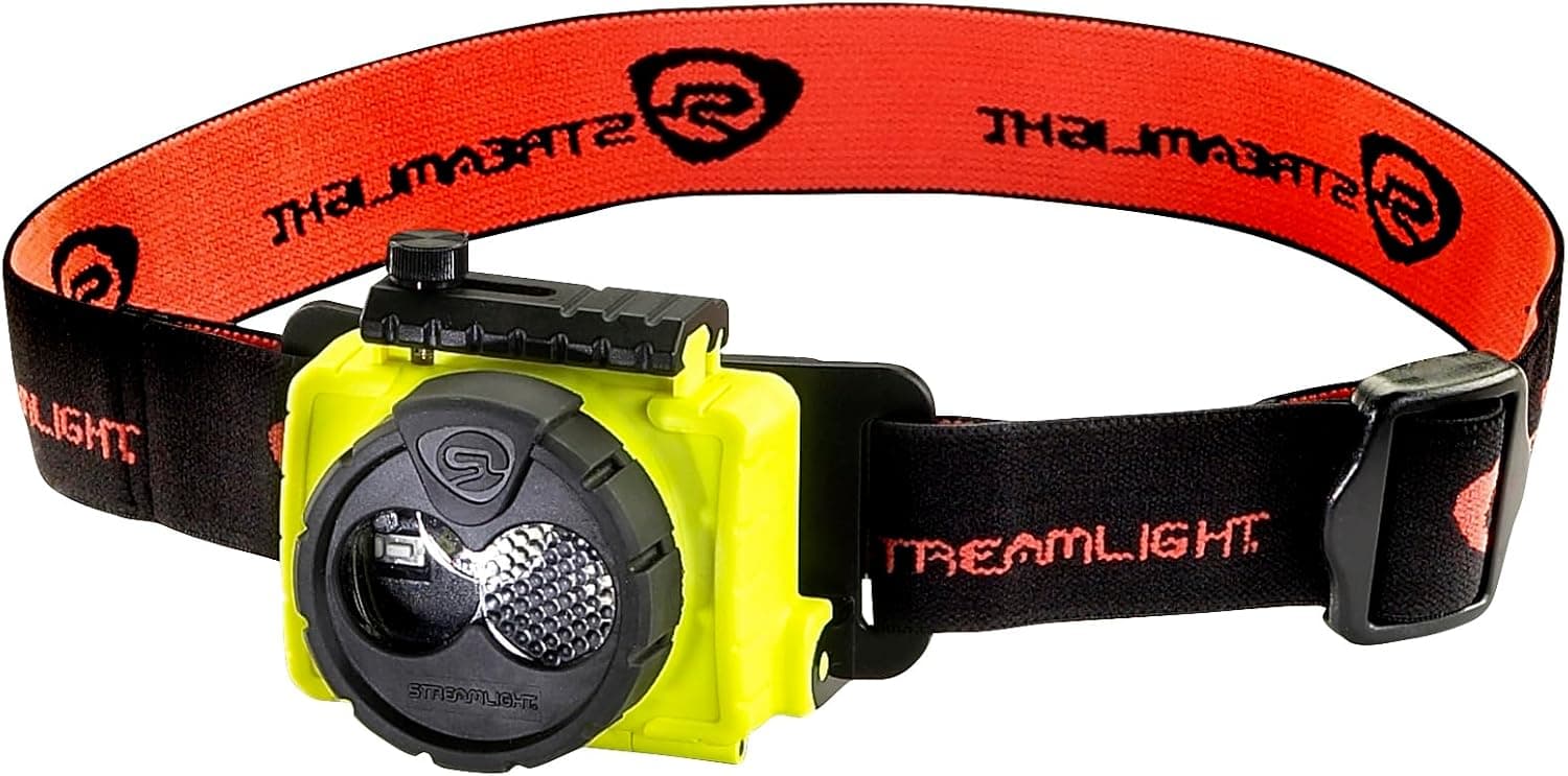 Streamlight 61600 Double Clutch USB 125-Lumen Multi-Fuel LED Headlamp with Elastic Head Strap, Rubber Hard Hat Strap, and USB Cable, Yellow