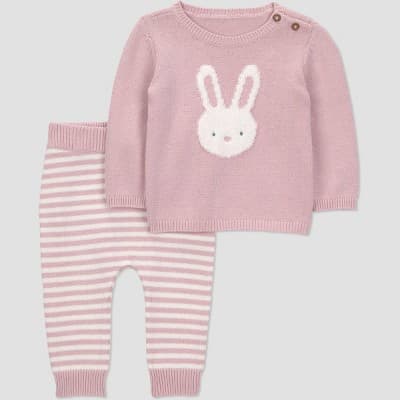 Carter's Just One You® Baby Girls' 2pc Bunny Sweater Top and Pants Set - Pink Newborn