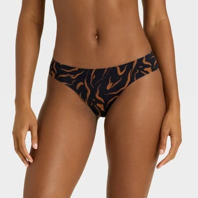 Women's Luxury Collection Bonded Microfiber Bikini Underwear - Auden™ Black Wave Print L