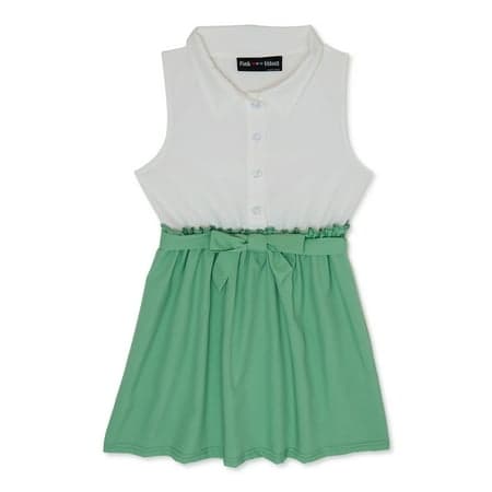 Pink Velvet Girls Button Down Tie Front Dress, Sizes 4-16