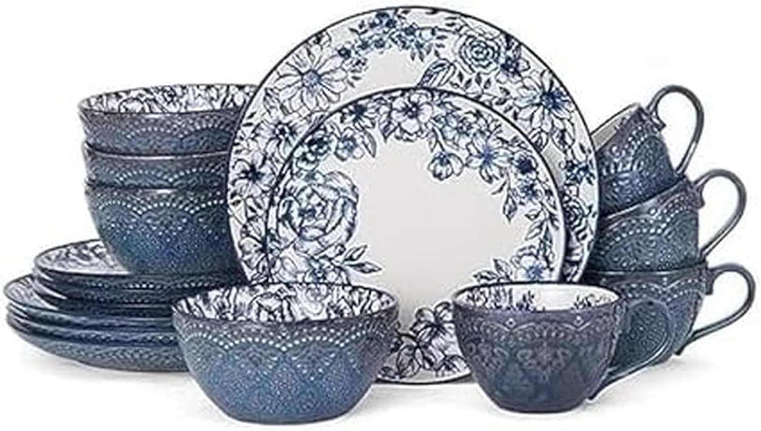 Pfaltzgraff Gabriela Blue Dinnerware Set - 16 Pieces